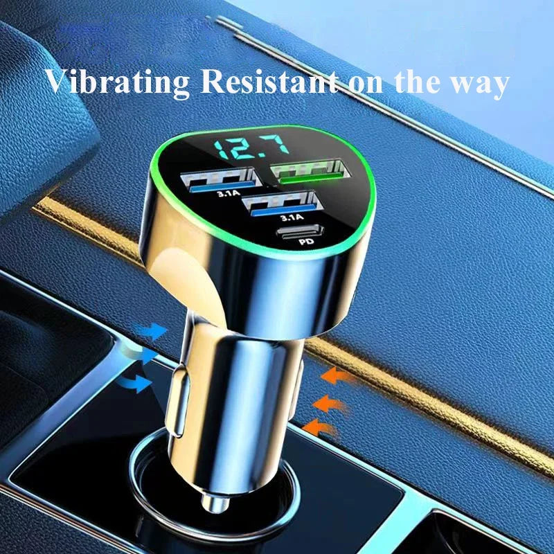 1 USB C Car Charger Adatper LED Voltage Monitor Fast Charge Iphone