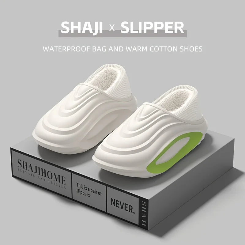 Winter Thickened Slip Resistant Lined Slippers Lightweight EVA Indoor Zpaxo WHITE 36-37