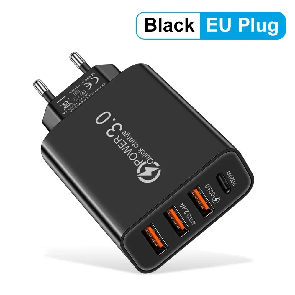 Total 48W Multi-Port USB PD Wall Charger Adapter for Xiaomi iPhone 13/12 Samsung Mobile Phone Plug-In Charging Zpaxo US White