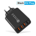 Total 48W Multi-Port USB PD Wall Charger Adapter for Xiaomi iPhone 13/12 Samsung Mobile Phone Plug-In Charging Zpaxo US White