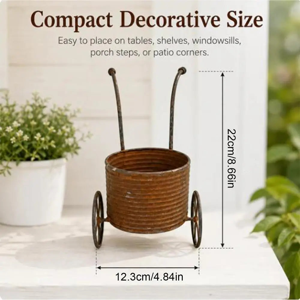 Garden Planters Metal Cart Flower Pot Succulents Pot for Yard Backyard Patio Porch Deck Corner Table Windowsill Balcony Zpaxo China Mainland A