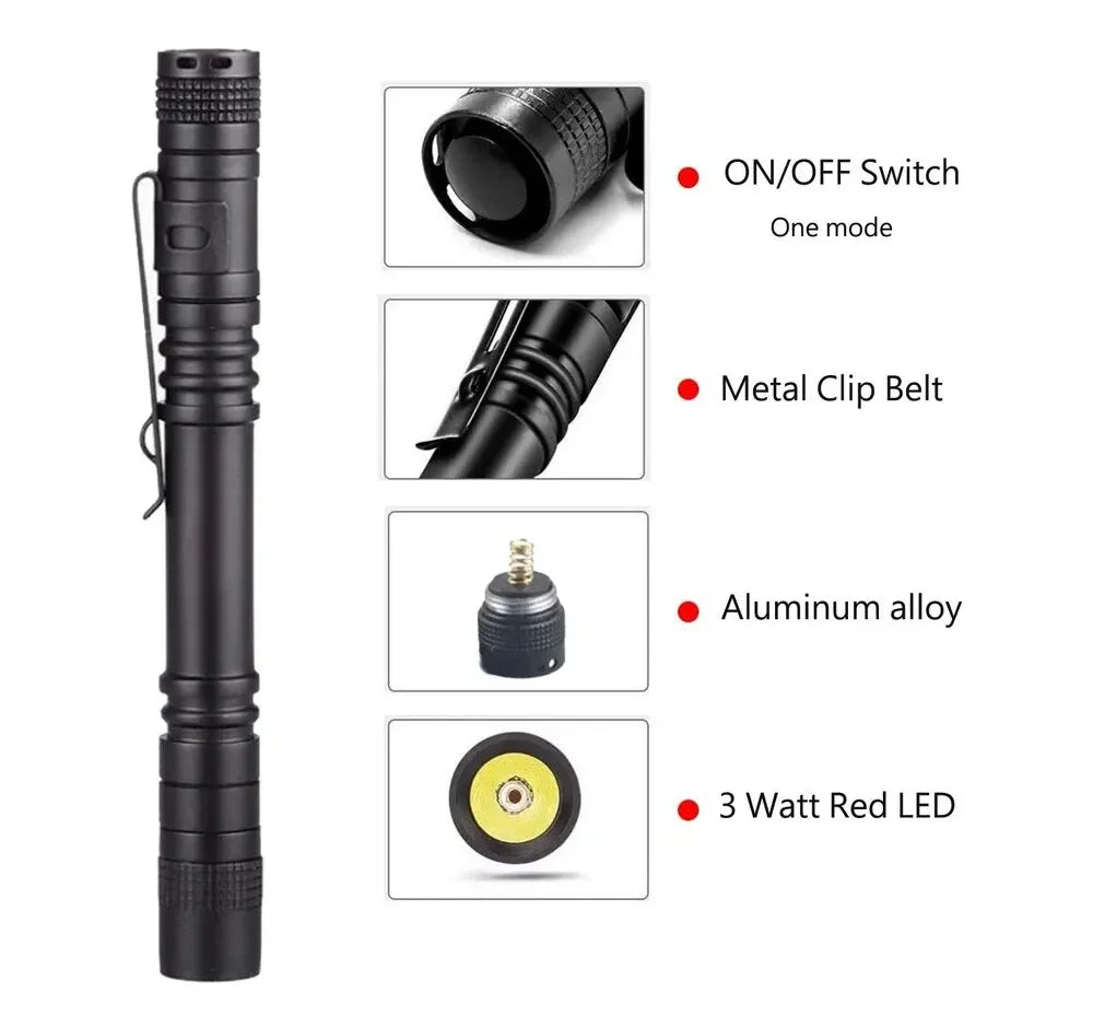 Red Light Pen Flashlight – Night Vision, Camping & Beekeeping Red Light Flashlight Zpaxo