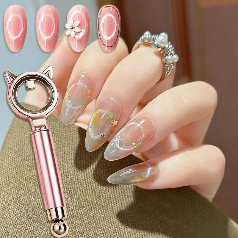 Double Head Cat Eye Nail Magnet Ear Hollow Strong Ring Magnetic Tool