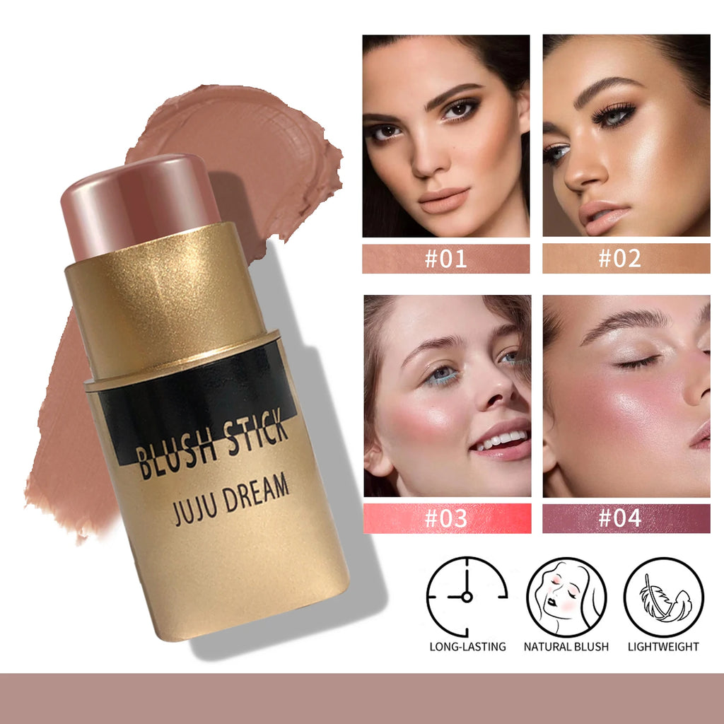 Golden lustrous blush stick with a contour stick, featuring a blend of bronze powder and blush, a facial contour pen Zpaxo