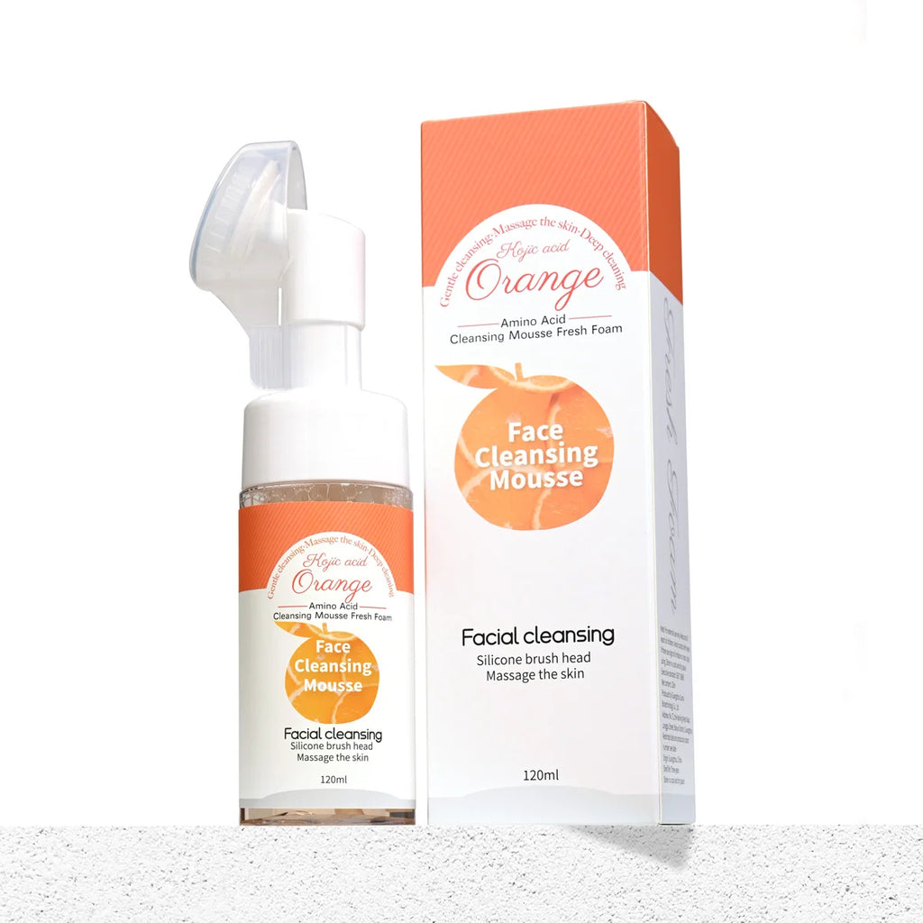 VC Orange Cleansing Mousse + Silicone Brush – Oil Control Facial Cleansing Mousse Zpaxo