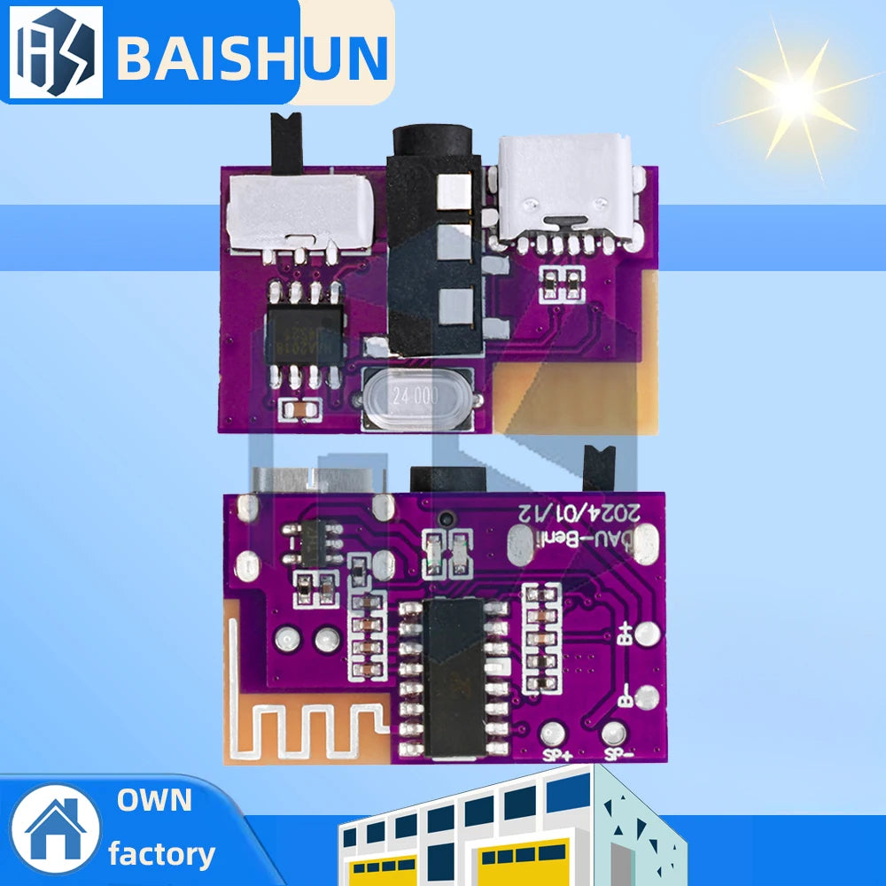 5W Bluetooth 5.4 Audio Amplifier Board – TWS Stereo Pairing, 3.5-5V Wide Voltage Input (USB/Lithium Powered) for DIY Speakers Zpaxo