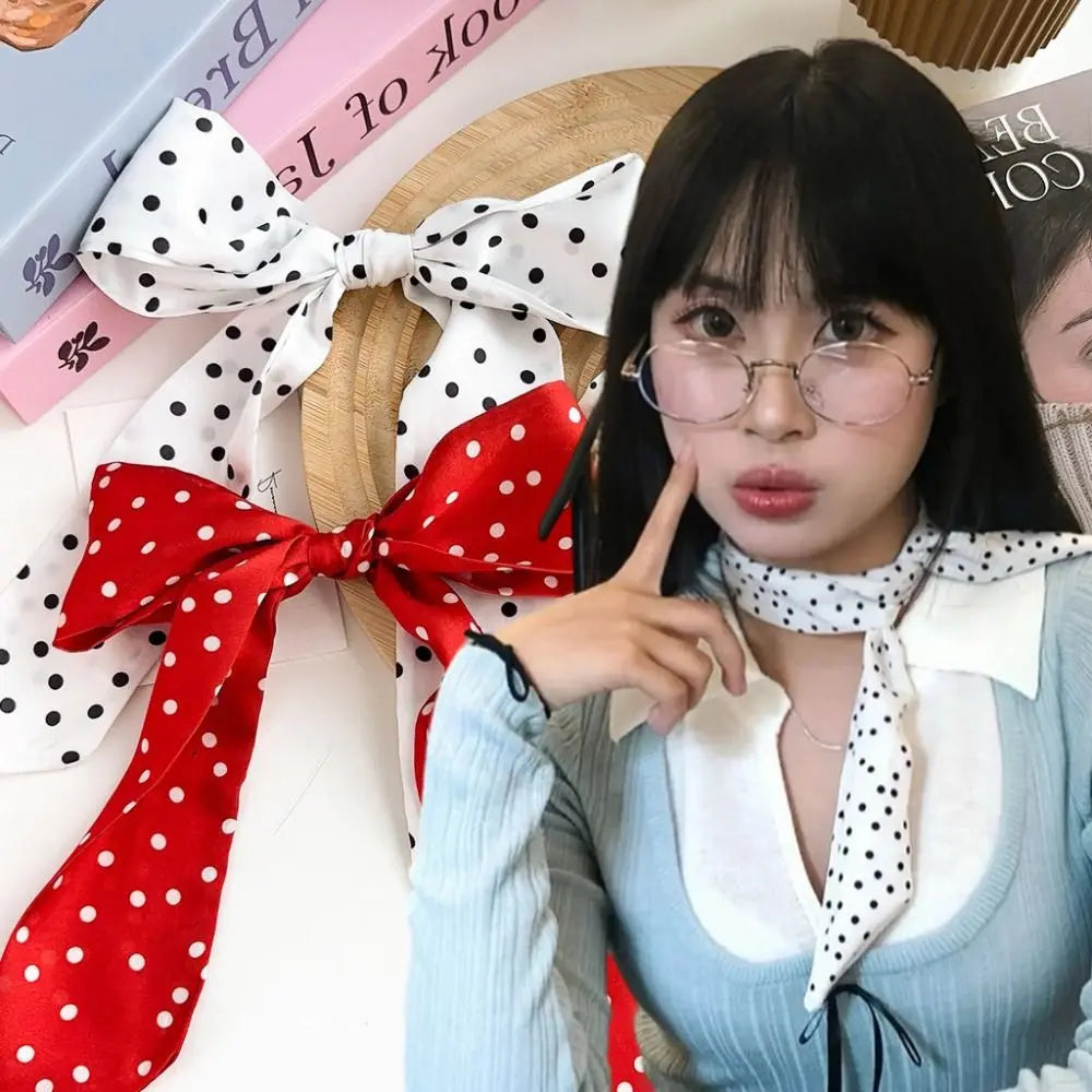 Fashion Polka Dot Narrow Edge Silk Scarf Korean Style Classic Neck Strap Luxury Versatile Hair Band Clothing Accessories Zpaxo