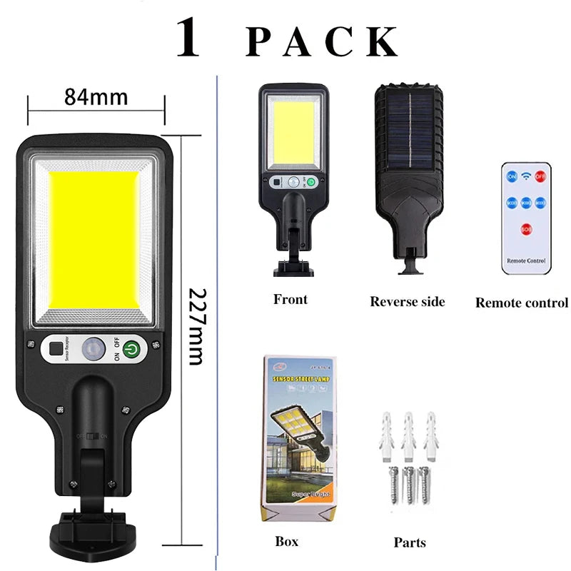 108 LED Solar Lights Outdoor With 3 Mode Waterproof Motion Sensor Security Lighting LED Wall Street Lamp for Garden Patio Path Zpaxo 117COB 1pc