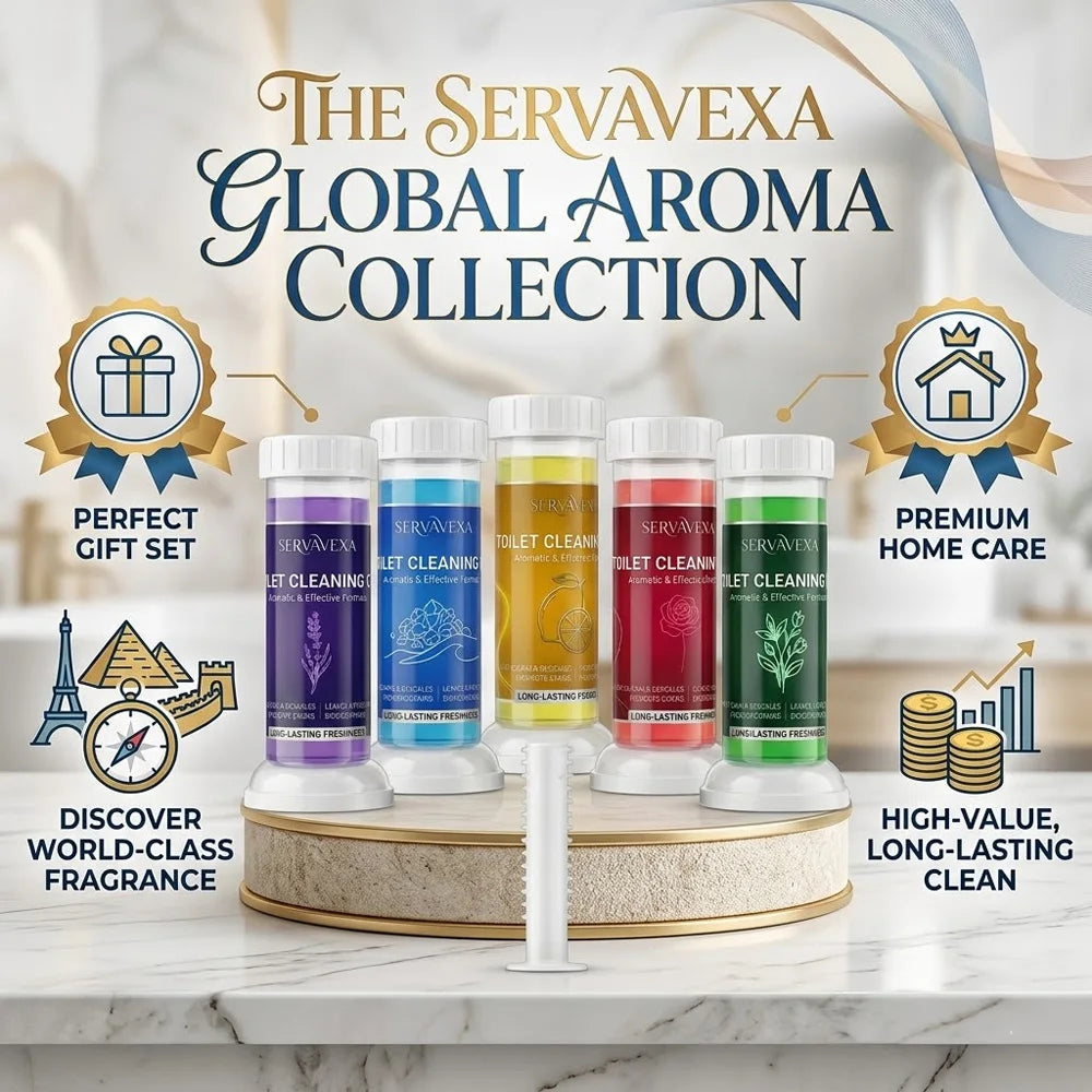SERVAVEXA 5Pcs Toilet Cleaning Gel Kit Aromatic Flower Needle Stamp Cleaner Deodorizer Removes Stains & Limescale Fresh Scent Zpaxo