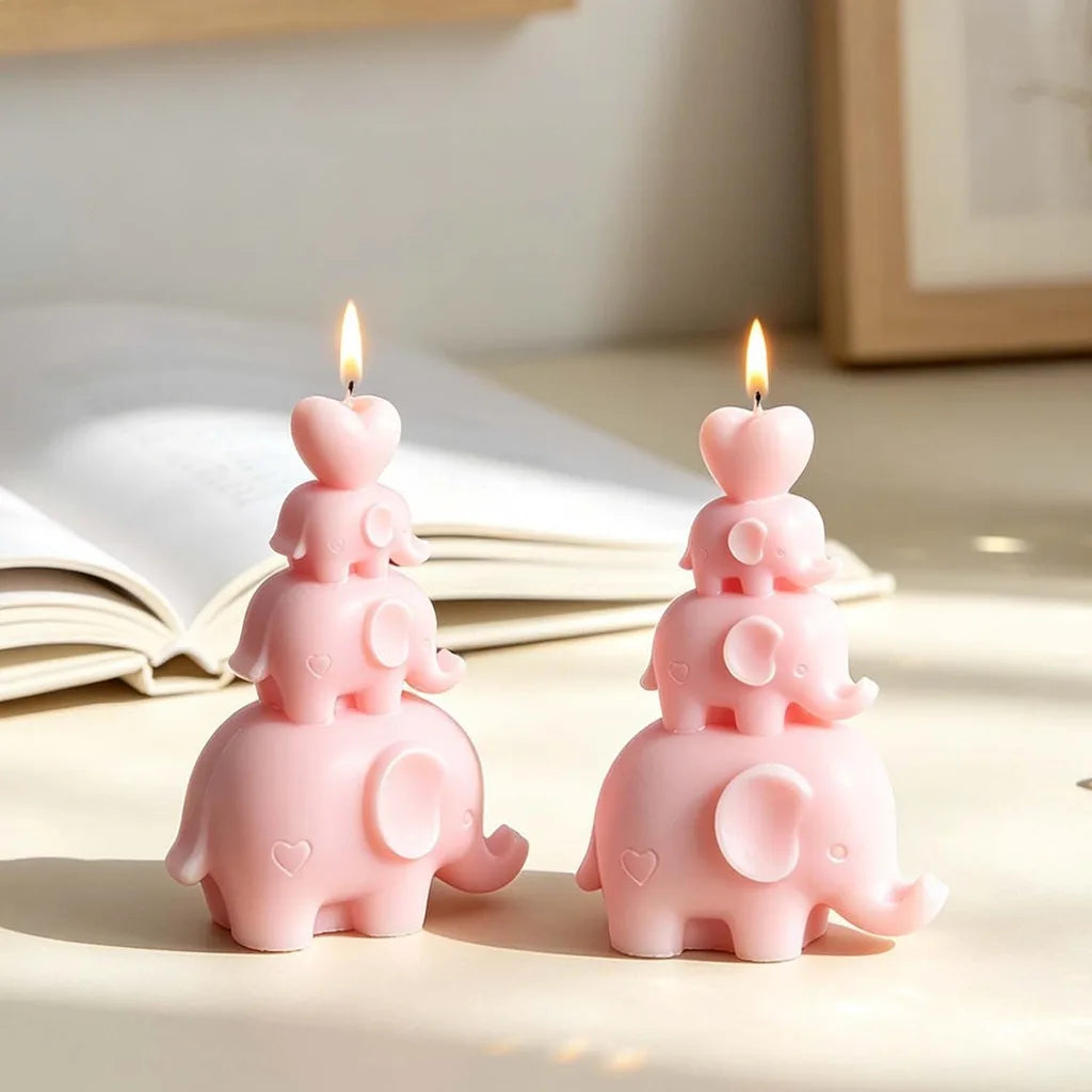 3-Tier Stacking Elephant Silicone Mold – Candle & Resin DIY