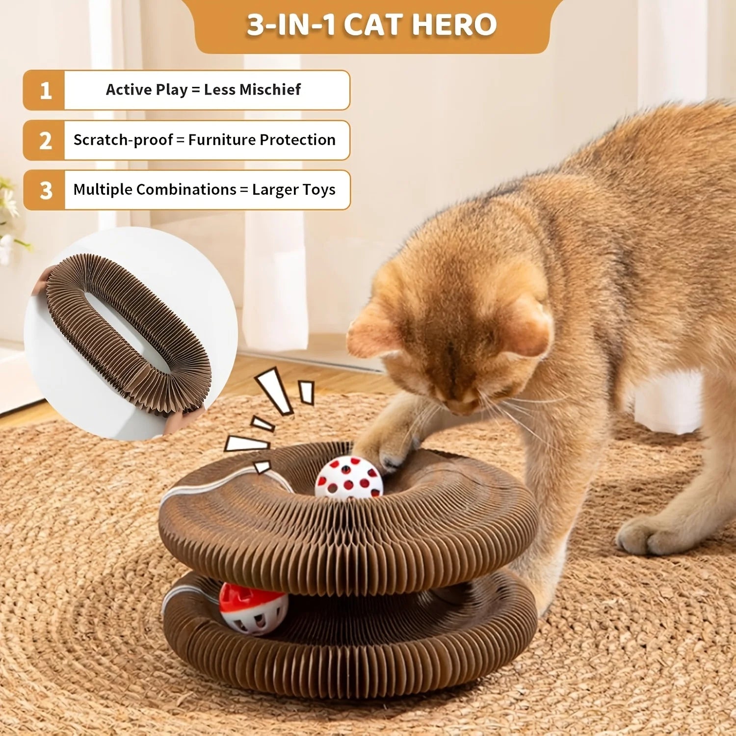Cat Toys Indoor Cats Interactive Magic Organ Scratch Board Compact