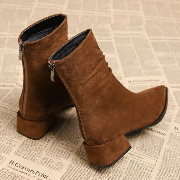 Autumn Winter Women Sock Ankle Boots Elegant Keep Warm Short Booties Women Fashion Square Heel Shoes Ladies Zapatos De Mujer Zpaxo
