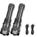 Ultra Bright P50 LED Flashlight Tactical EDC Zoomable Handheld Torch Emergency Spotlight 14500 18650 Battery Zpaxo 2PC Built in battery black|ZOOM