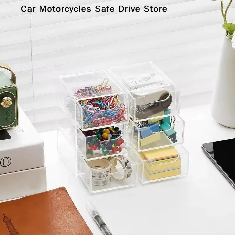 M3-Tier Clear Acrylic Drawers Storage Box Desktop Small Item Perfect