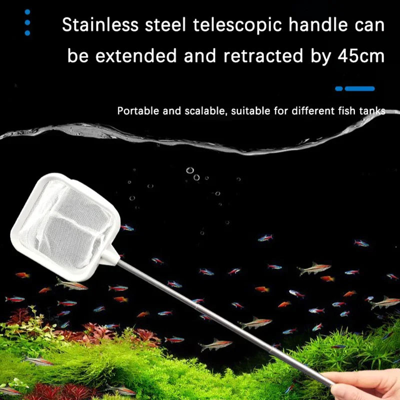 Fising Net Fish Tank Accessories Stainless Steel Telescopic Hand Aquarium For Catching Fish Shhrimp Tank Clean Accessories Zpaxo