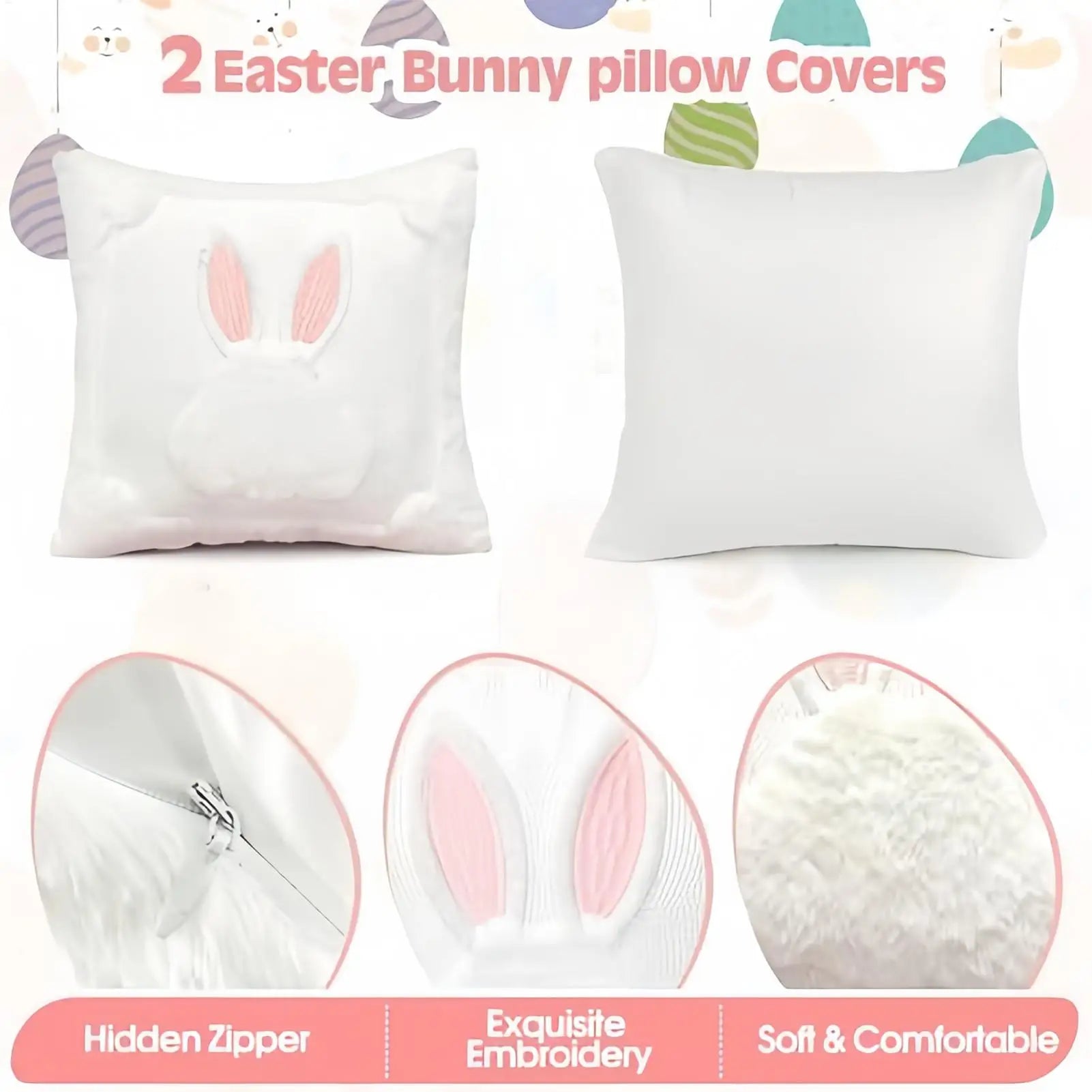 Easter Pillow Covers 18x18 Inch Plush Holiday Decorations Decor