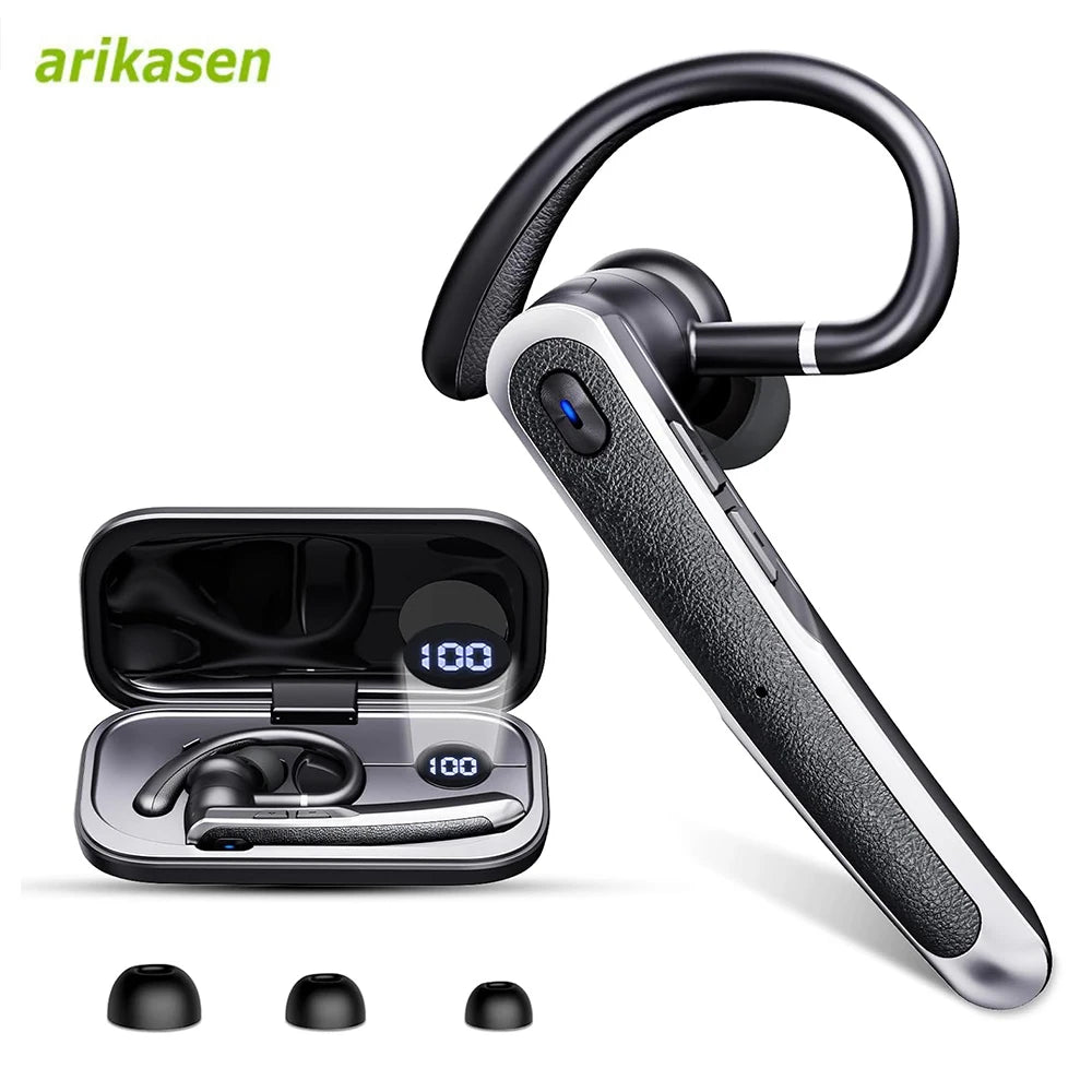 Bluetooth Headset Wireless Earpiece Dual-mic& Noise Canceling V5 4 Zpaxo Black 02