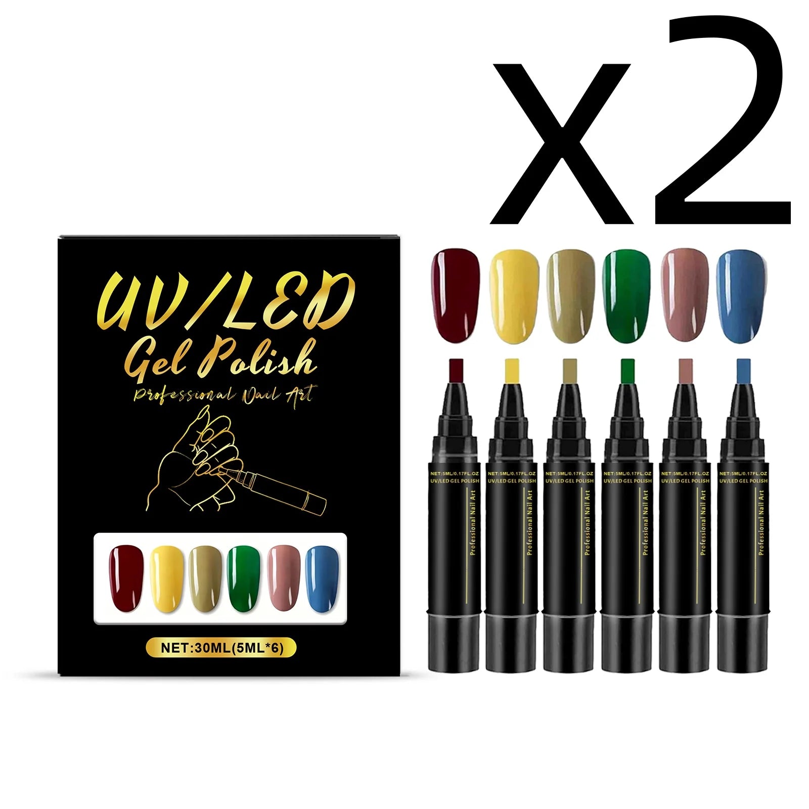 6-Color Nail Polish Pen Set – Quick Dry DIY Nail Art Pens Nail Art Pen Set Zpaxo 6pcs Boxed X 2PCS