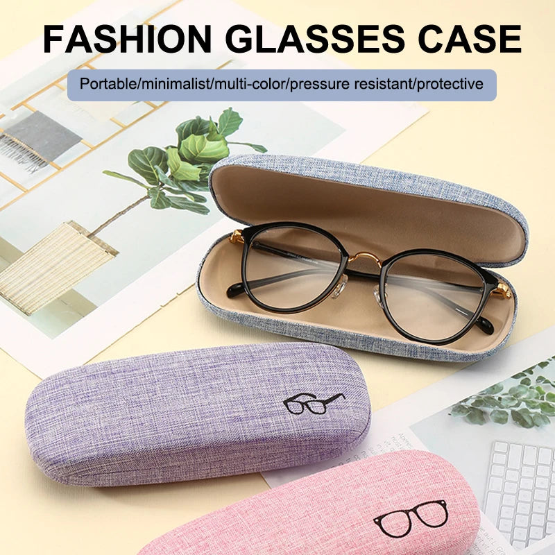 Chic Wood Grain Leather Eyeglass Case Box Men Women Reading Glasses Zpaxo