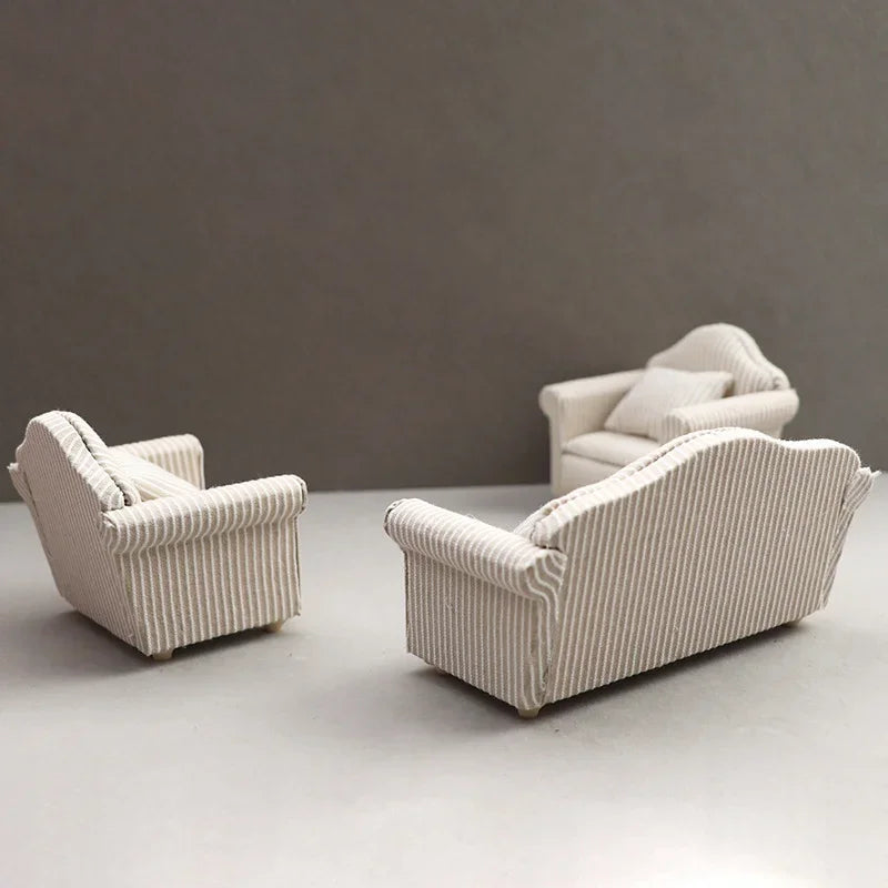 1 12 Mini Furniture Sofa DIY Decoration Doll House Living Room White