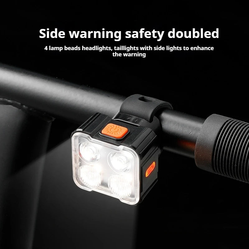 Bicycle Headlight Taillight Mountain Bike Night Ride Lamp Charging Strong Front Light Road Rear Lamp Riding Bicycle Accessories Zpaxo
