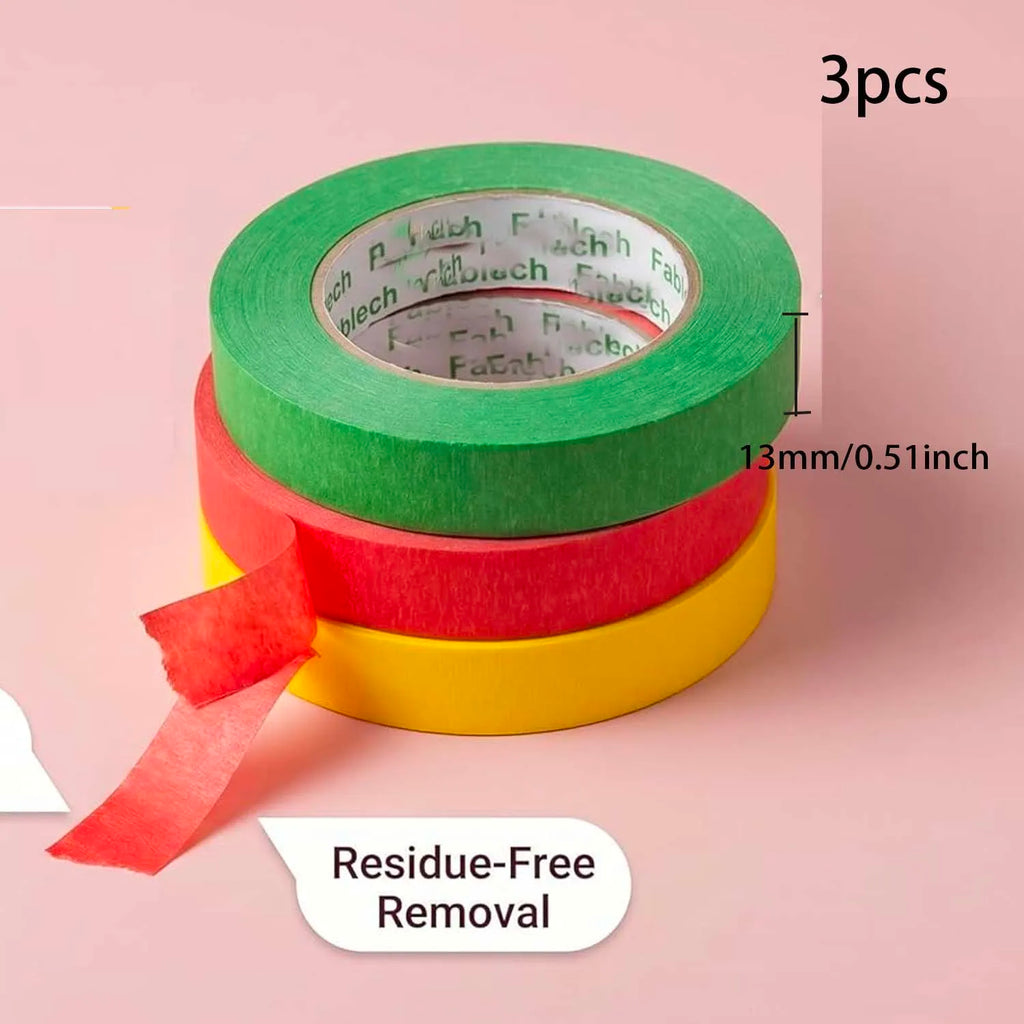 3-Roll Multi-Color Painters Masking Tape – Red Yellow Green Craft Masking Tape Zpaxo 3pcs