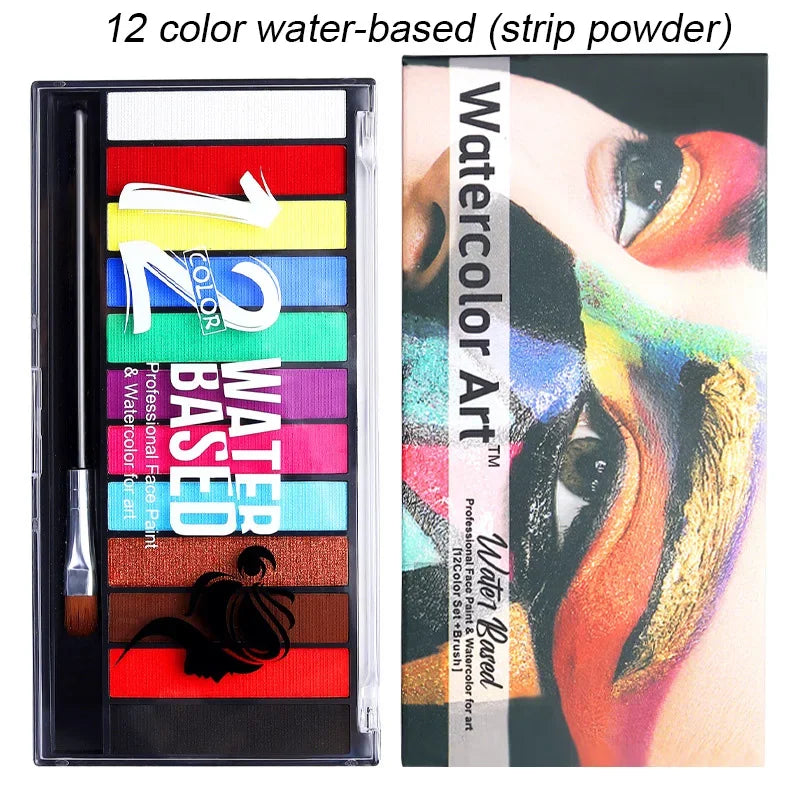 20 Colors Face Body Oil Painting Paint Pigment Non Toxic Safe Kids Zpaxo 01-12Color Water