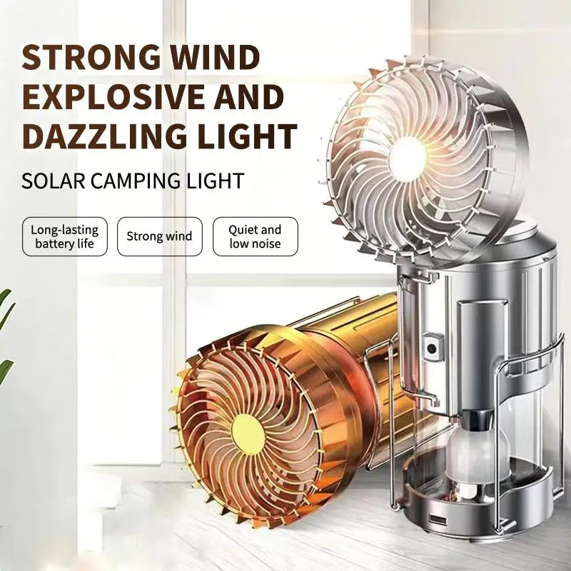 3-in-1 Solar Camping Light, Flashlight & Fan | Outdoor Lamp