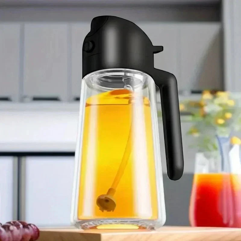 2in1 500ml plastic Oil Sprayer Oil Spray Bottle Oil Tank BBQ Kitchen Baking BBQ Picnic Kitchen Tools for Businesses Zpaxo Black-500ml