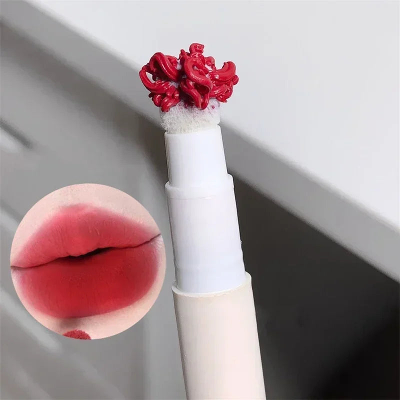 Korea Fluffy Velvet Soft Lip Glaze Liquid Lipstick Cream Matte Rose Red Pigment Waterproof Long Lasting Dye Cheek Woman Makeup Zpaxo