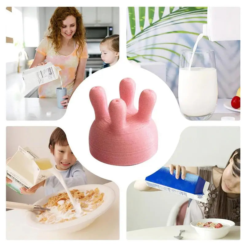 Milk Bottle Cap Carton Diverter Cartoon Reusable Juice Drinking