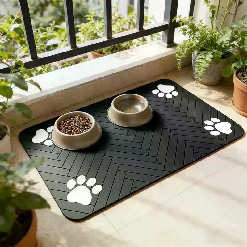 Pet Feeding Mat-Absorbent Pet Placemat For Food And Water Bowl With Waterproof Rubber Backing Quick Dry Water Mat For Dog Cat Zpaxo