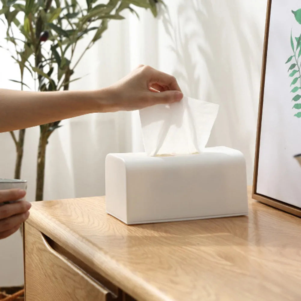 Large White Paper Storage Box Heavy Duty Plastic Tissue Case Elegant