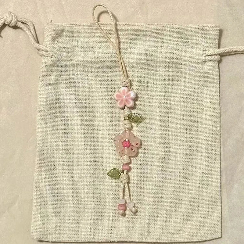 Cute Star Flower Phone Charm Strap Kawaii Ceramic Beaded Lanyard Zpaxo A3