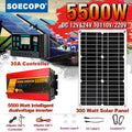 5500W Complete Solar Off-Grid System Panel 30A Controller and Inverter for Home RV Camping Backup Power and Off-Grid Application Zpaxo 12V TO 220V
