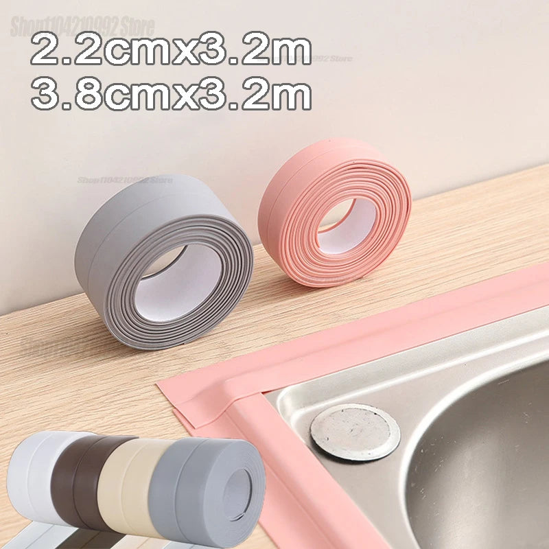 1pc Bathroom Waterproof Wall Stickers Sealing Tapes PVC Adhesive Sealing Strips Sink Edge Tape Kitchen Bathroom Accessories Zpaxo