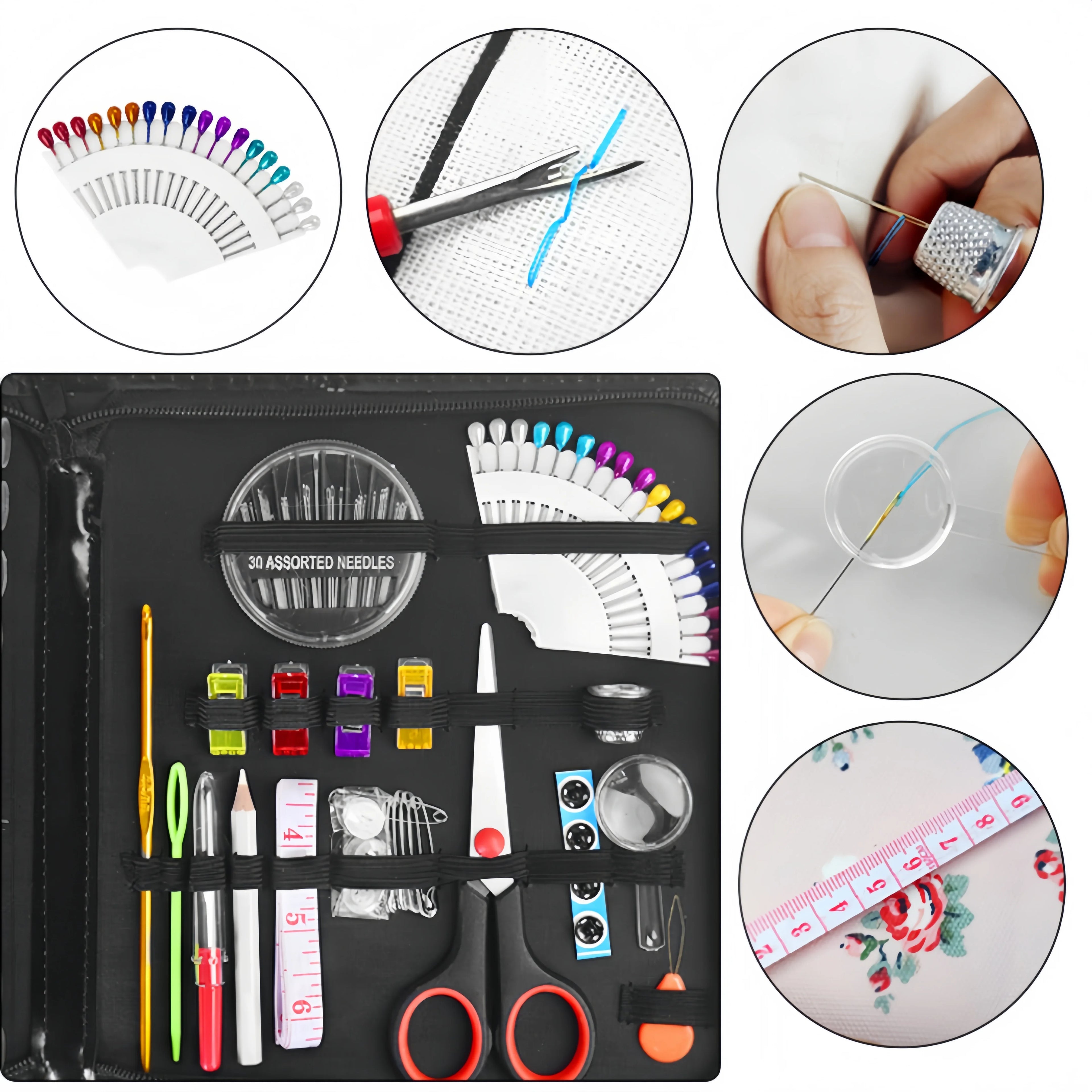 Sewing Kit Complete Set with Threads Needles Scissors Tape Measure Buttons and More for DIY Handcraft Projects Home and Travel Zpaxo