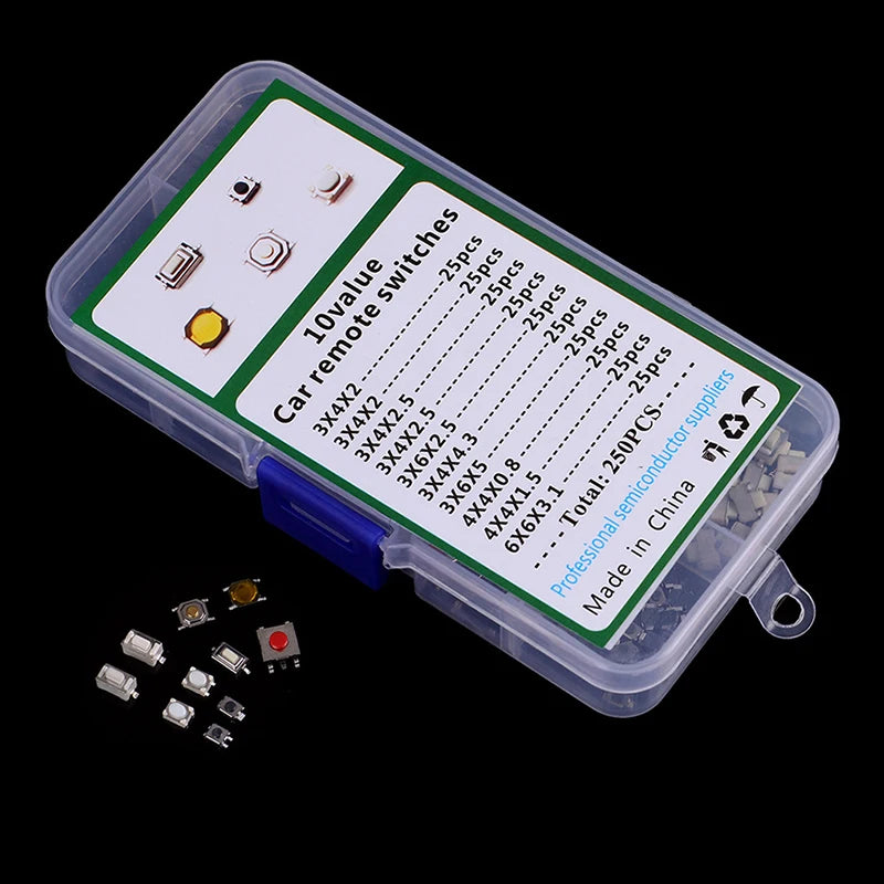 Car Key Micro Switch Buttons – 10 Types, 100 or 250 Pack