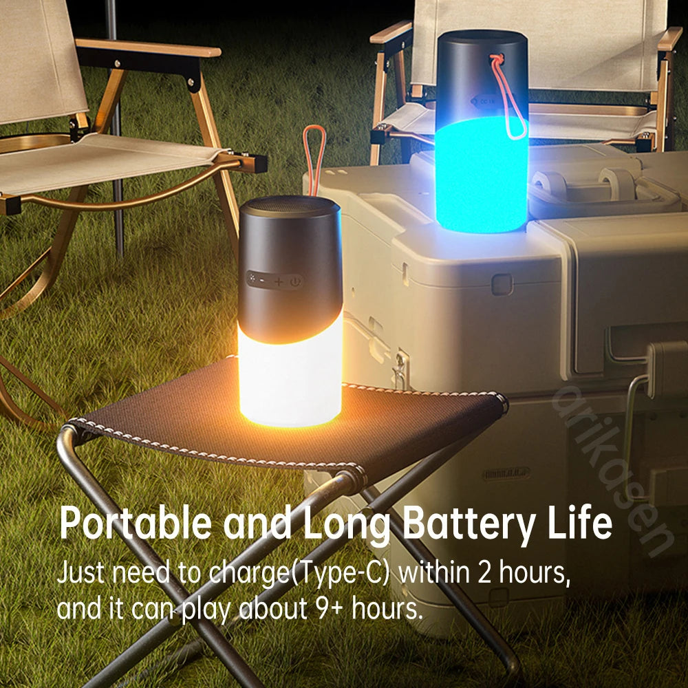 Wireless Bluetooth Outdoor Speaker Camping 7 LED Lights TF Card Slot