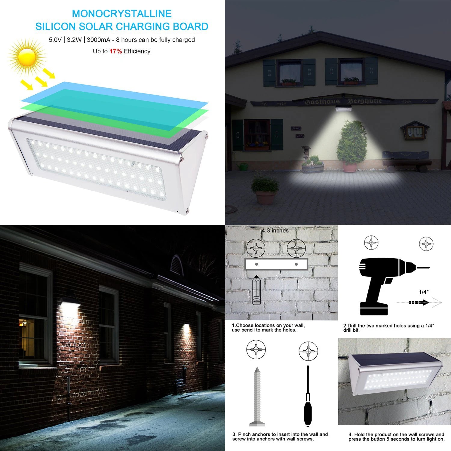 1100LM Solar 48Led Light Outdoor Waterproof Aluminum Radar Motion Zpaxo