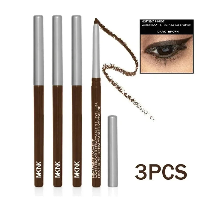 Waterproof Black Eyeliner Pencil Smooth Smudge-proof Long-lasting Zpaxo Dark Brown-3pcs