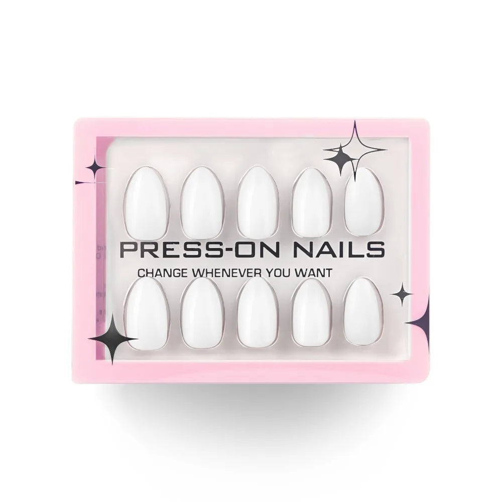 Manicure Long Almond False Nails Simple French Press Solid Detachable Zpaxo GD42