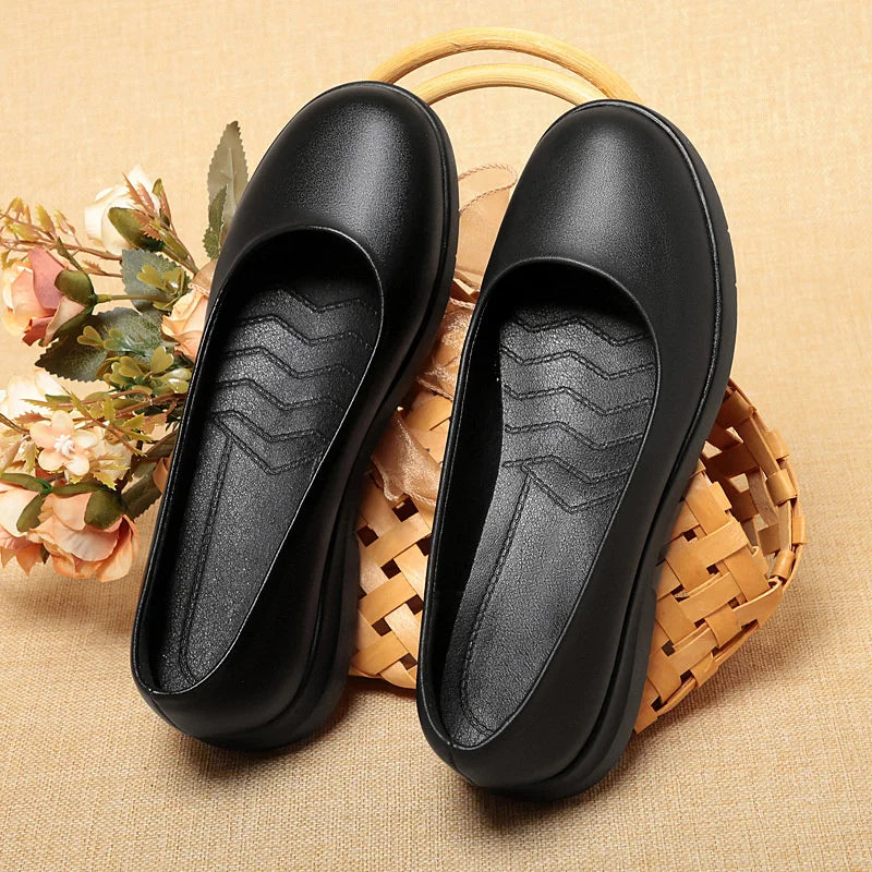 Low Heel Round Toe Work Shoes Black Single Professional Formal Zpaxo