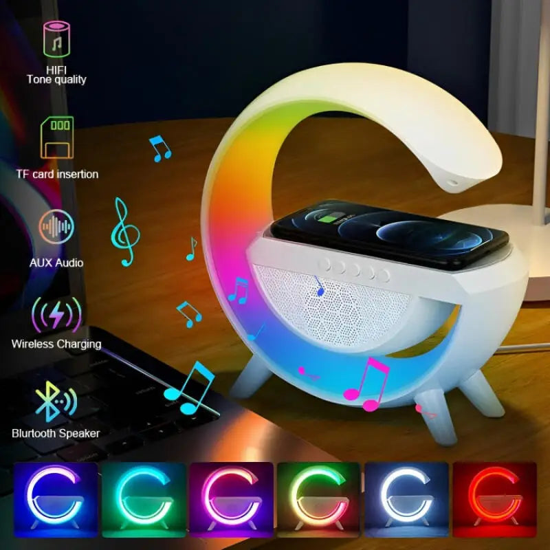 LED Speaker Bluetooth Table Lamp Alarm Clock RGB Wireless Mobile