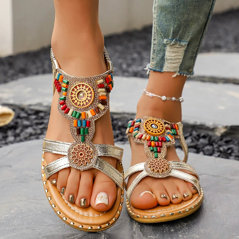 2026 Women Sandals Bohemian Sandals Outdoor Soft Sole Beach Sandals Platform Lightweight Casual Women Shoes Flat Plus Size Shoes Zpaxo