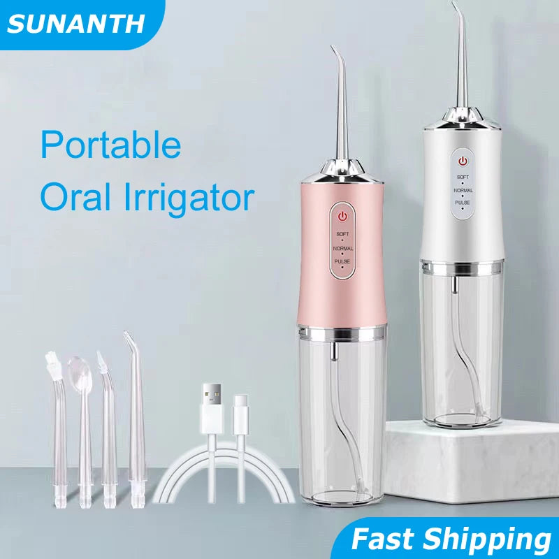 Portable Smart Electric Oral Irrigator Water Flosser 4 Jets 3 Modes Rechargeable Dental Water Jet Irrigator Dental Teeth Cleaner Zpaxo
