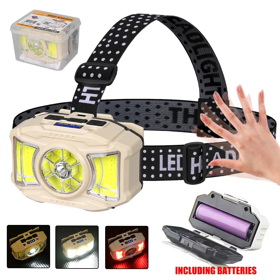 KDULIT LED Headlamp Motion Sensor 4 Modes Type-C Rechargeable