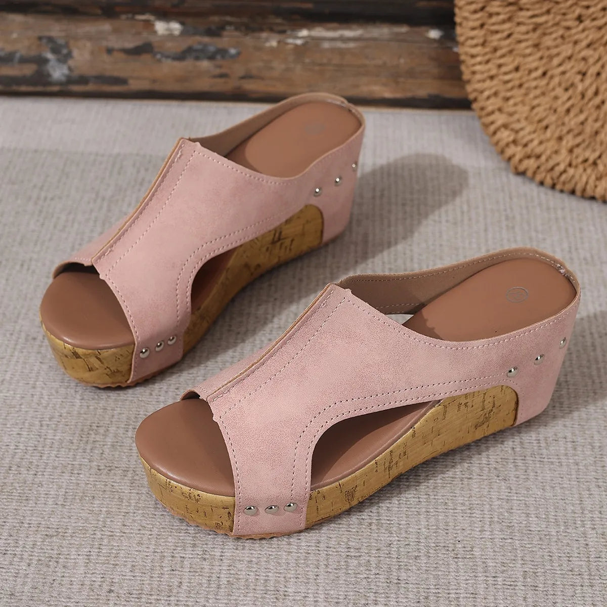 2025 Sandals Clogs with Heel Beach Shoes Increasing Height New Thick Girls Summer Outside Slides Scandals Slipper Female Sandal Zpaxo