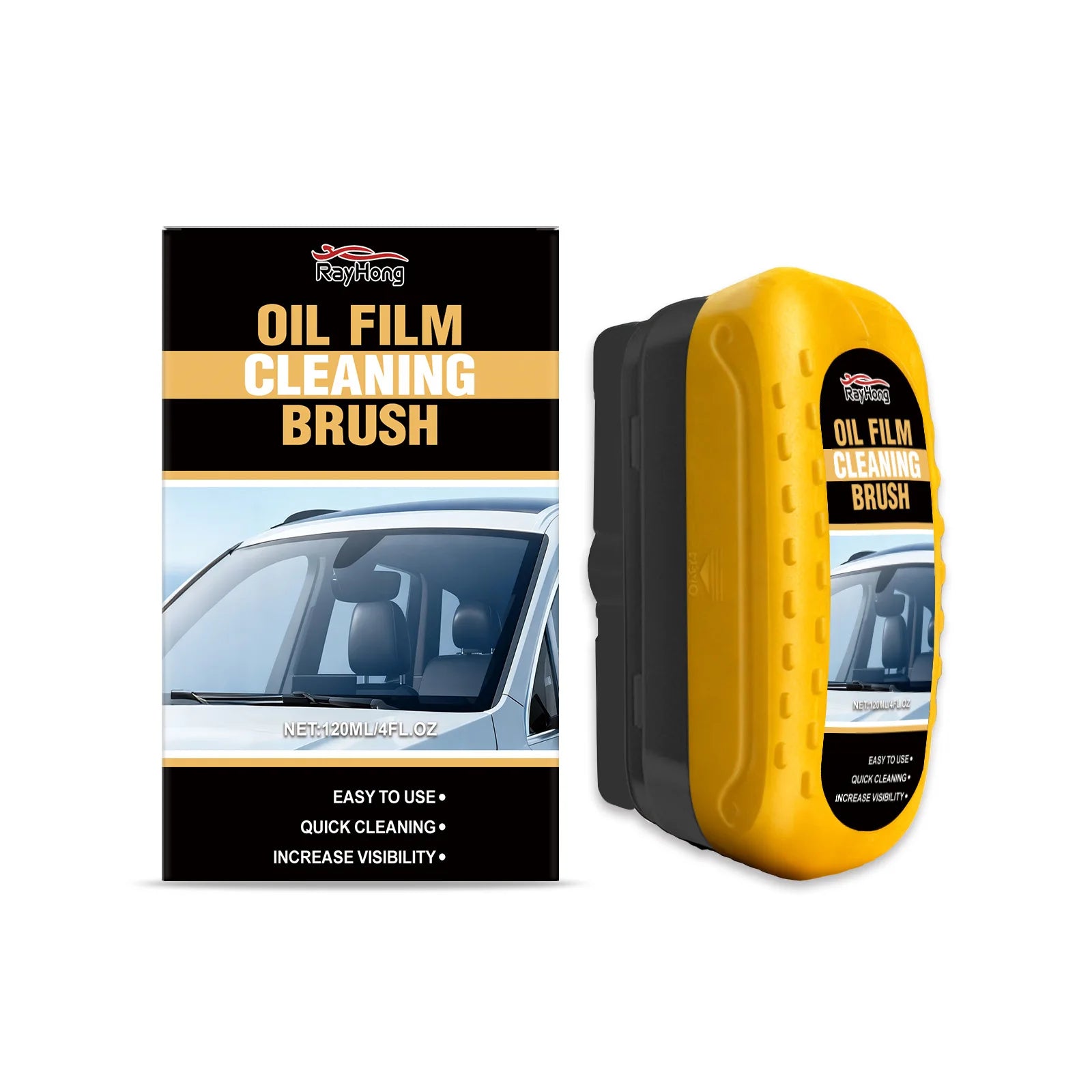 RayHong Car Glass Oil Film Remover Brush & Windshield Cleaner Auto Glass Cleaner Zpaxo 120ml boxed