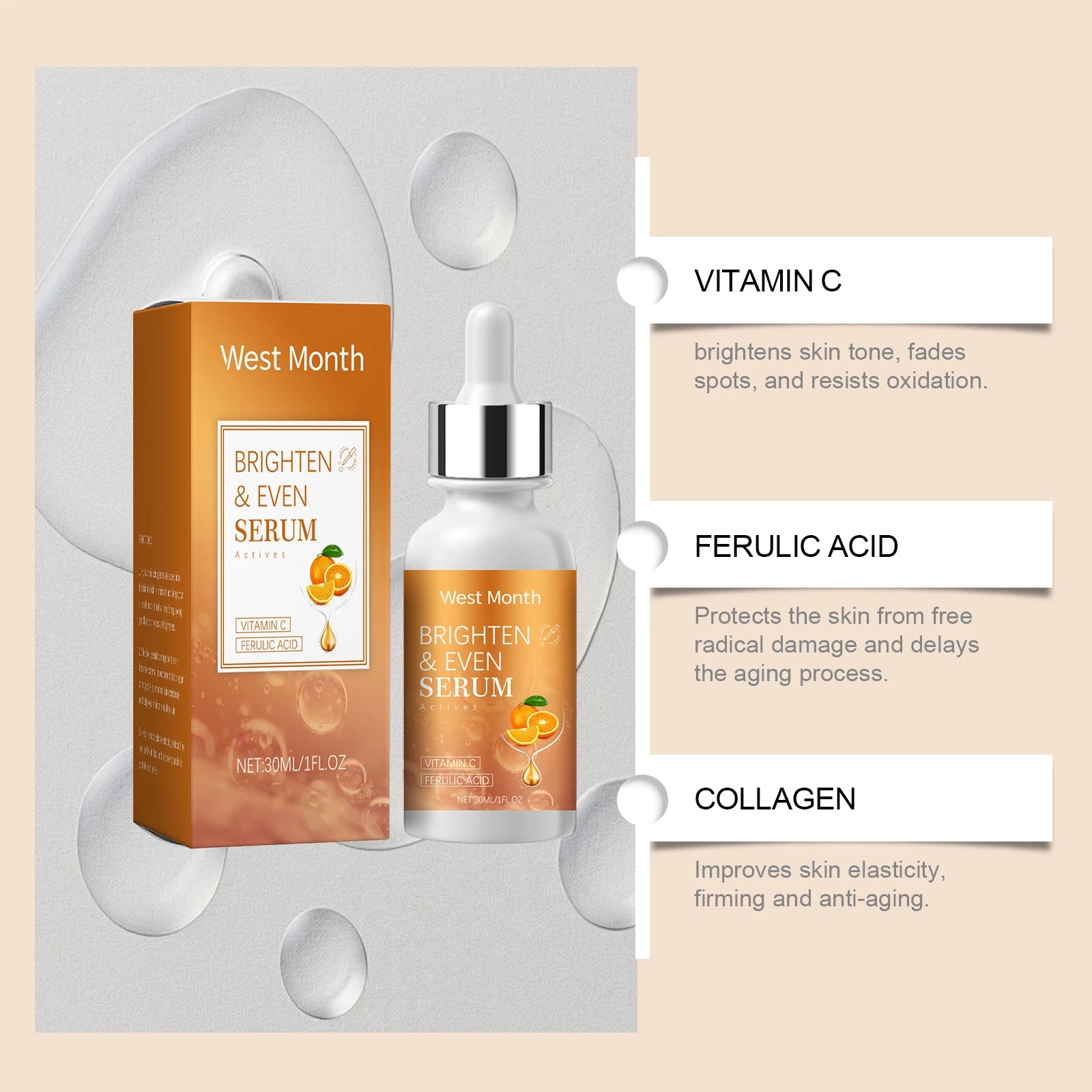 West Month Vitamin C Brightening Serum Reduce Melanin Brighten Even Zpaxo